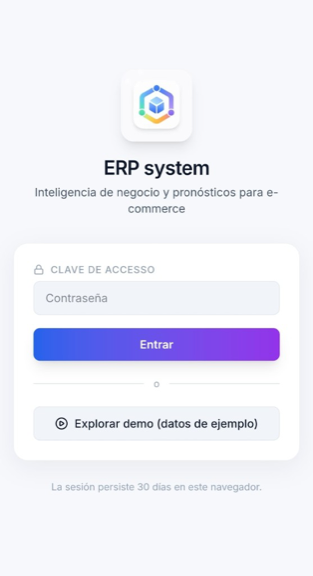 Demo ERP mobile login with demo-data explore option